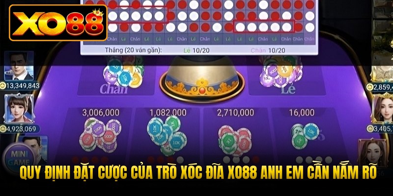 Quy định đặt cược của trò xóc đĩa xo88 anh em cần nắm rõ